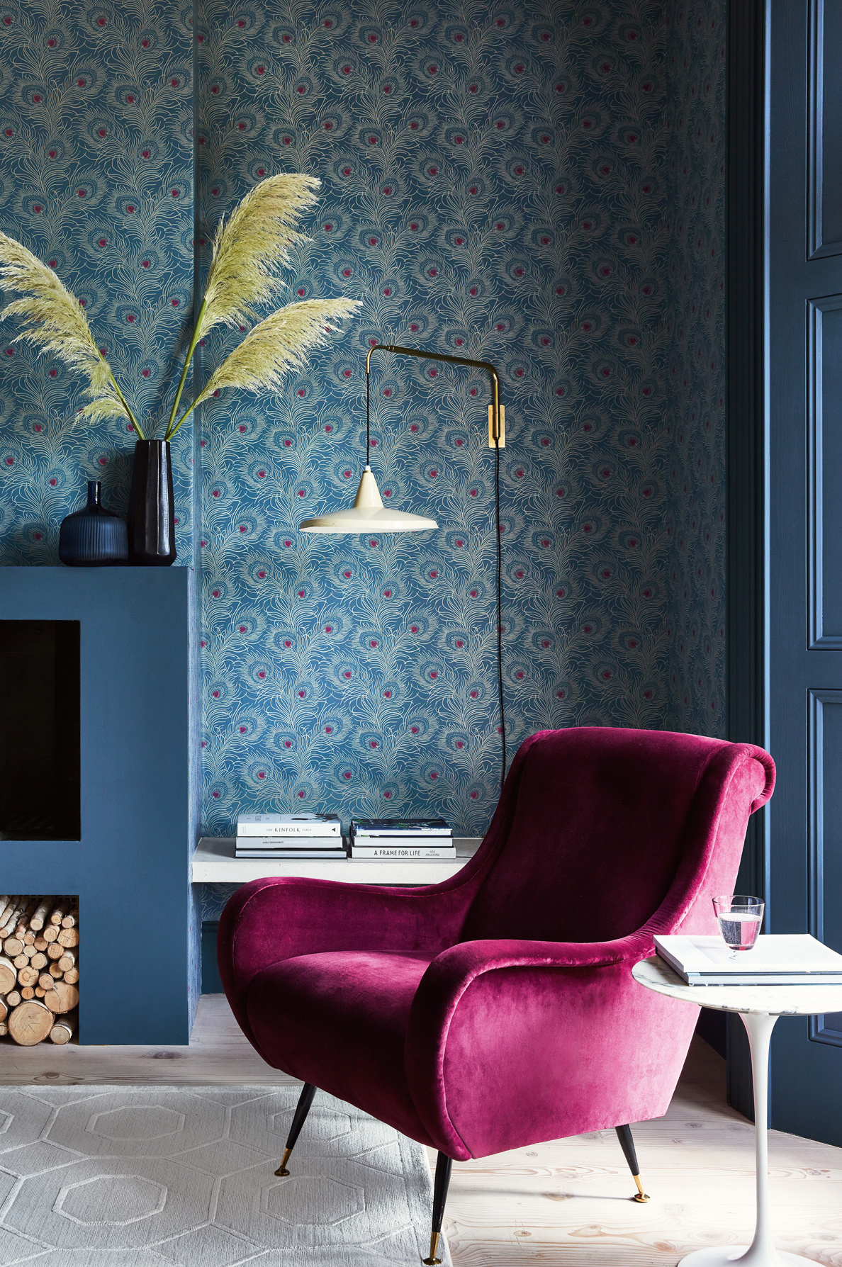 Carlton House Terrace - Blue Plume Wallpaper | Little Greene